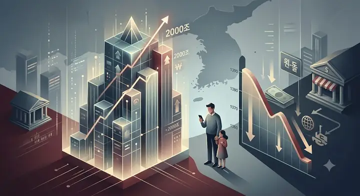 가계부채 사상 첫 2000조 돌파 및 원·달러 환율 1300원대 하락
