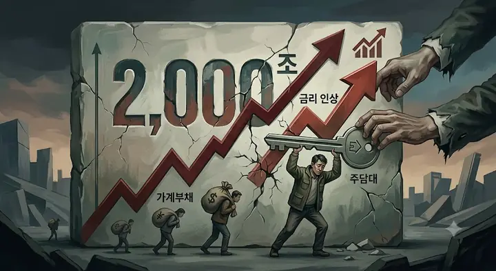 사상 처음 가계부채 2000조 돌파 및 주담대 금리 인상
