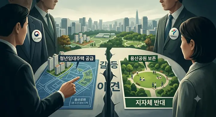 용산공원 일부 부지 청년임대주택 공급 추진을 둘러싼 정부·지자체 갈등