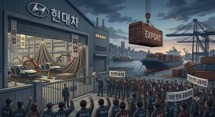 현대차·금속노조 10년 만의 전면·공동파업과 생산·수출 대란 위기