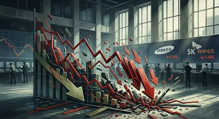 외국인·기관의 4.8조 원 매도 폭탄…삼성전자·SK하이닉스 7~9% 급락 속 코스피 6400선 후퇴