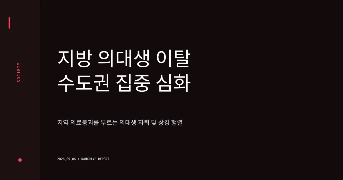 지방 의대생 10명 중 8명 중도 탈락 및 수도권 이탈 가속화