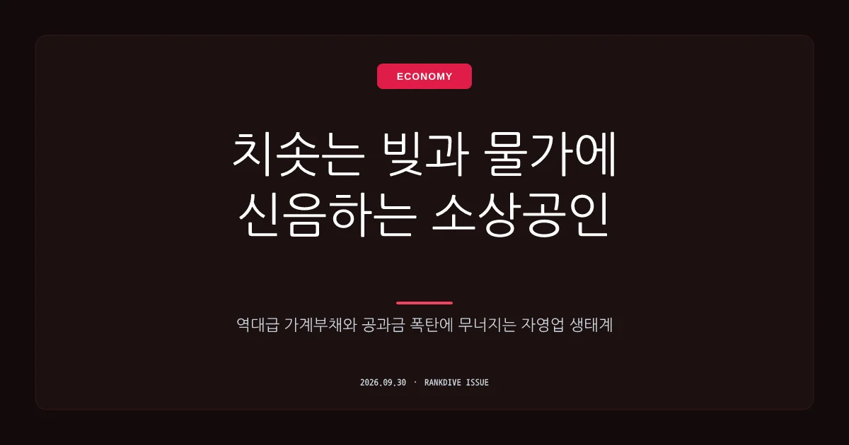 지속되는 고물가·고금리로 인한 1100조 가계부채 및 한계 자영업자 비명
