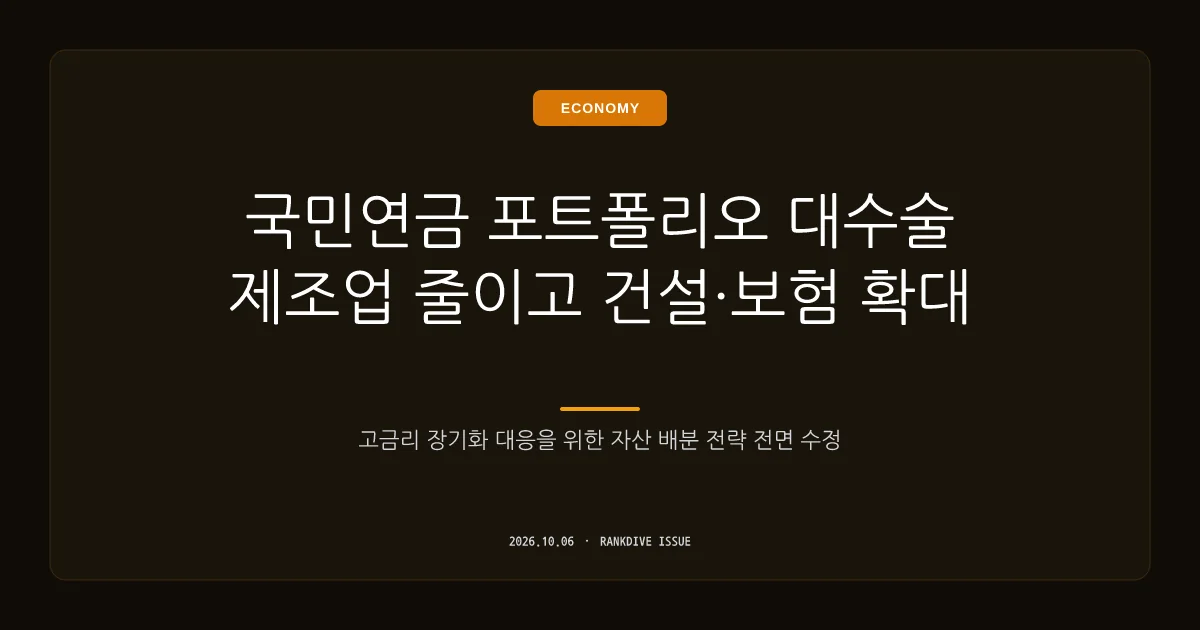 국민연금, 고금리 기후 속 소부장 줄이고 건설·보험·주식 비중 조정