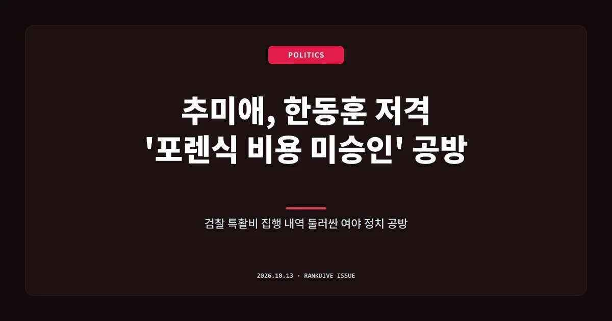 추미애 의원의 '한동훈 포렌식 비용 미승인' 의혹 제기