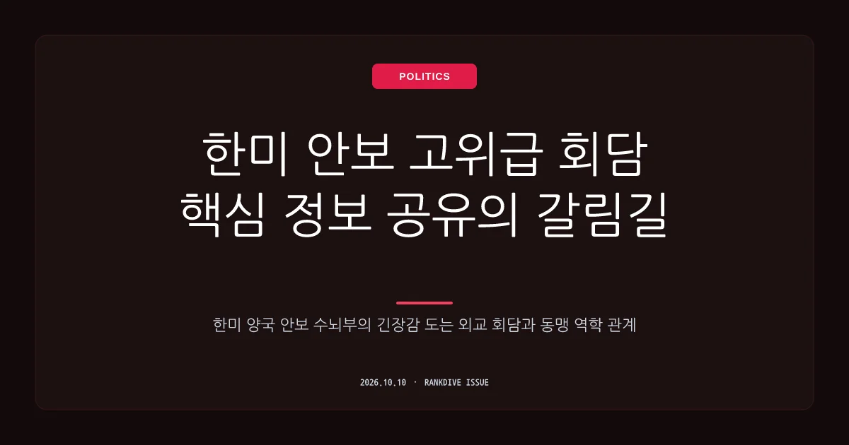 미국, 한국에 정보·방첩 분야 '동맹 기준 준수' 요구… 안보 갈등 우려