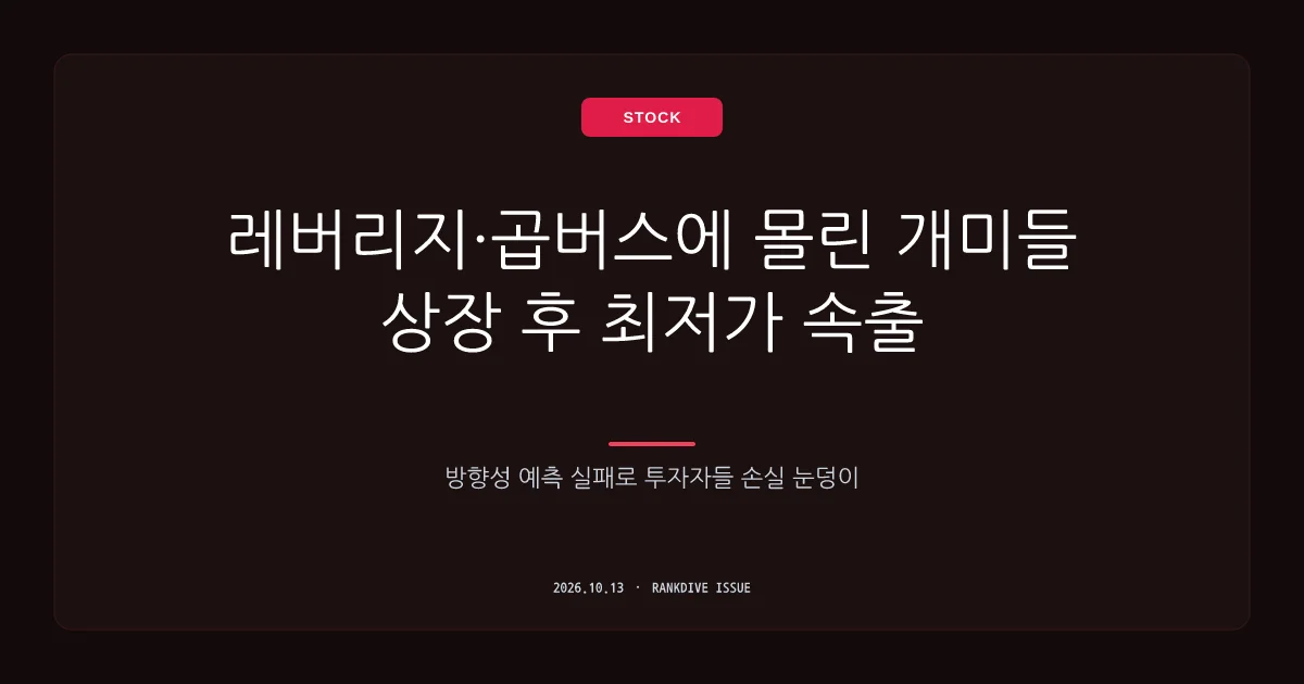 레버리지·곱버스 투자에 몰린 개미들 '날벼락'…상장 후 최저가 속출
