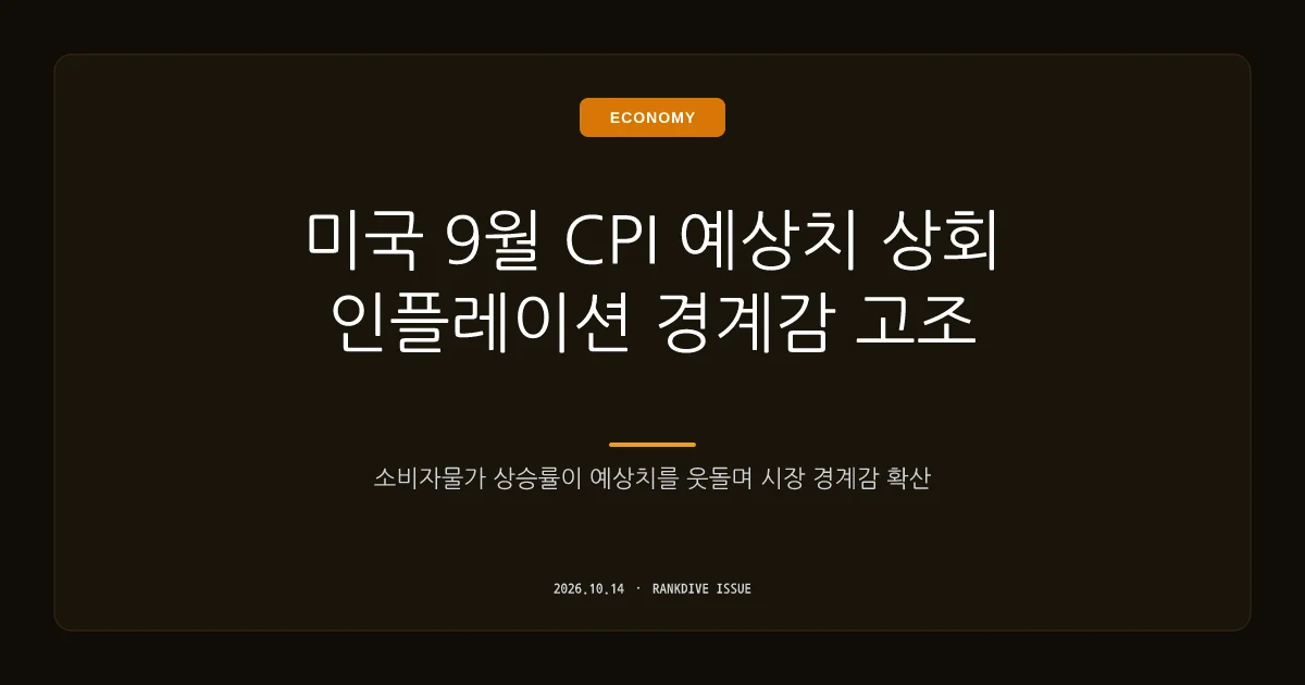 미국 9월 소비자물가(CPI) 예상치 상회 및 인플레이션 경계감 고조