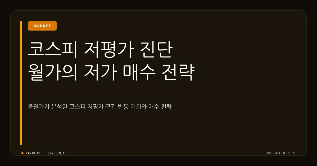 월가와 증권가의 코스피 저평가 진단 및 저가 매수 전략