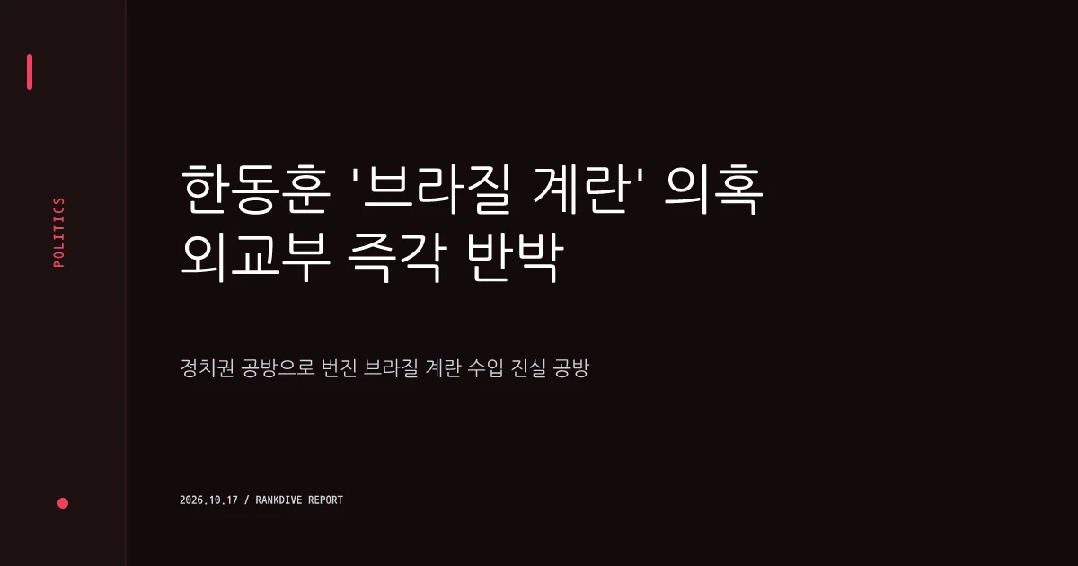 한동훈의 '브라질 계란 수입' 의혹 제기와 외교부 반박